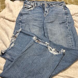 American Eagle Outfitters Light Blue Distressed Flare Jeans